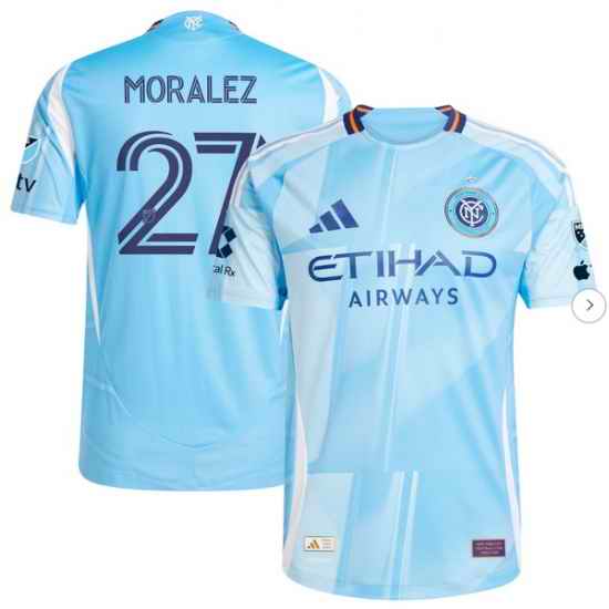 Men's New York City FC Maximiliano Moralez adidas Light Blue 2025 The Excelsior Kit Authentic Player Jersey